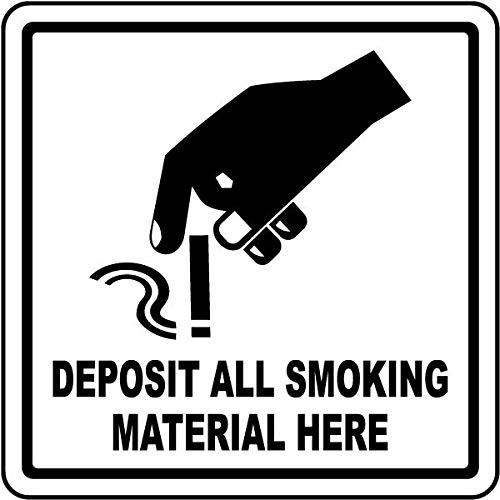 Deposit All Smoking Material Here Sign Facility Signs No Smoking Signs Designated Smoking Area Signs Metal Tin Sign 12X12 in
