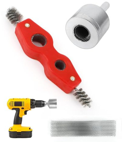 BEYGIH 2PCS Copper Pipe Cleaner, 15mm Pipe Cleaner Metal Copper Tube Pipe Cleaning, for Electric Drill Bit Pipe Cleaners Plumbing Tool and 4 in 1 Copper Pipe Deburring Brush