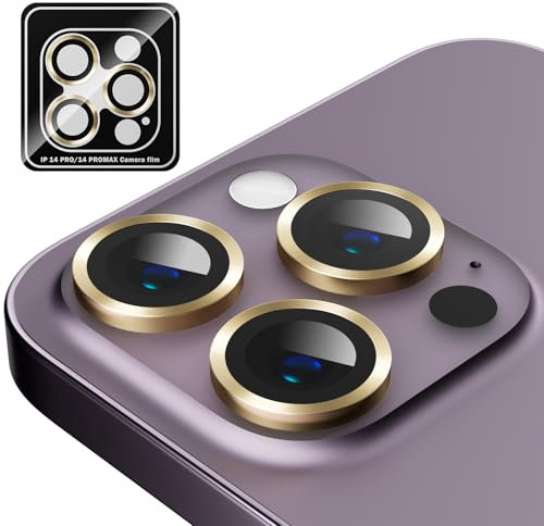 MINUUISCT Compatible for iPhone 12 Pro Camera Lens Protector,Shatterproof Ultra HD Tempered Metal Glass Camera Screen Protector Cover,Gold
