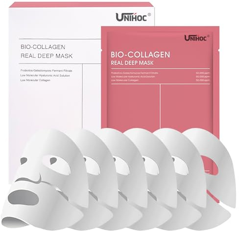 6 styck Kollagenmask, Bio Collagen Mask Overnight, Kollagen Ansiktsmask, Koreansk Ansiktsmask, Koreansk Kollagen Ansiktsmask för Djuphydrering och Antirynkor (Rosa)