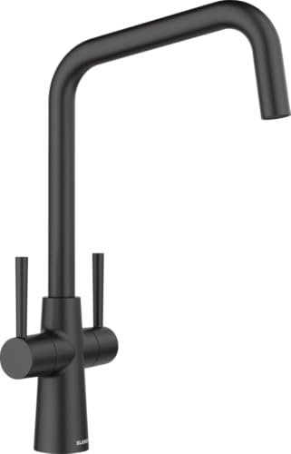 BLANCO Jax | Kitchen Mixer tap in Black matt | Low Pressure | J-Shaped high spout | Ø35 mm tap Hole | 700 mm connectors | Matte Anti-Fingerprint Coating | High spout for Filling pots