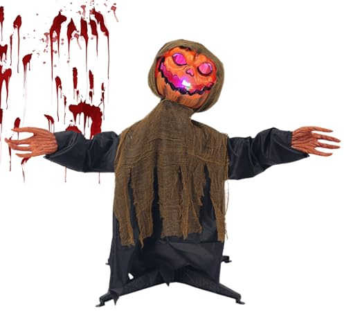 Xijobido Decoraciones Animatrónicas De Halloween - Calabaza Fantasma para Exterior | Decoración Oscilante con Luz Y Sonido para Patio Fiesta Trasero Delantero Terraza Días Festivos