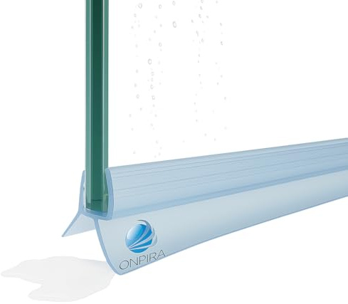 Onpira® Duschdichtung Glastür 5–8 mm – Türdichtung Dusche PVC transparent, Wasserabweiser, Spritzschutz – in 6 Längen 44–100 cm, kürzbar, Ersatzdichtung für Duschtüren (Transpararent, 100cm)