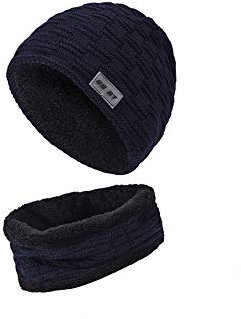 GG ST Kinder Wintermütze Beanie Hut mit Schal Set Strickmütze Slouchy Warme Knit Skull Cap