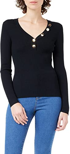 Morgan Jersey de manga larga punto fino botones Negro TP