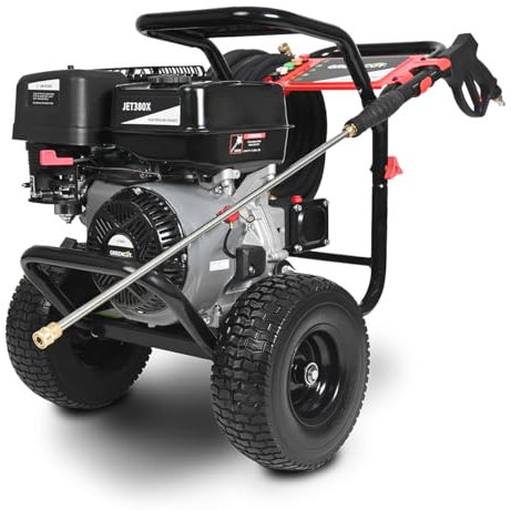 GREENCUT JET380X - Benzin-Hochdruckreiniger mit 8 PS und einem Höchstdruck von 317 bar, mit 5 Druckstufen, für die Reinigung von Außenbereichen, Fahrzeugen, Maschinen usw.