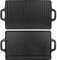 32nd Cast Iron Griddle Plate Suitable for Gas, Electric and Induction Hob, Double Sided Grill Plate with Flat and Ridged Surfaces - 46cm x 23cm