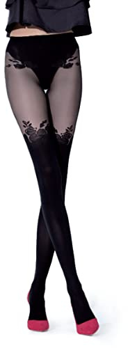 NOQ Collants Imitation Bas Mat Demi-Transparents Femme Sexy Au-Dessus Du Genou Motifs Bureau Tenue à Motifs, L