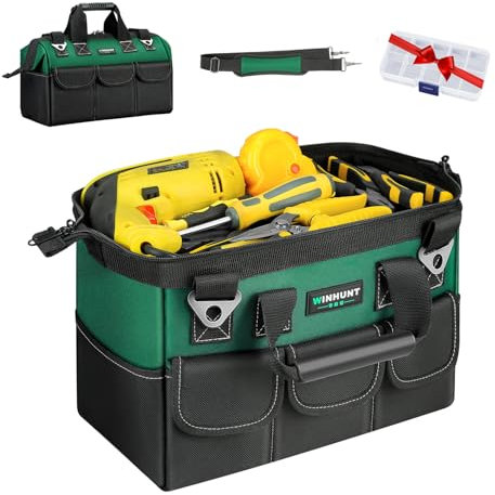 WINHUNT Werkzeugtasche, 13-Zoll Werkzeugtaschen Organizer, robuste Werkzeugtaschen, Werkzeug Aufbewahrungstasche mit weitem Mund, kleine Multifunktionstasche, Elektriker-Einkaufstasche