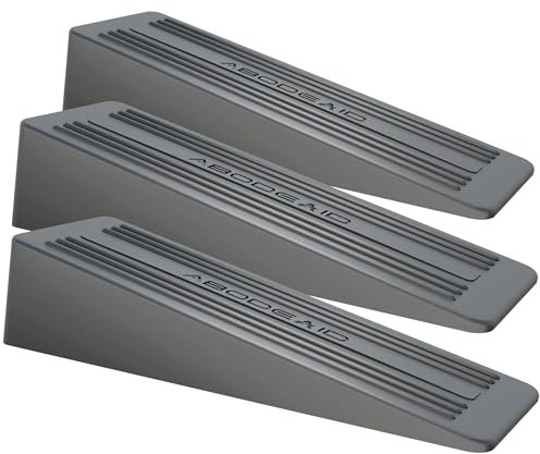 Rubber Door Stop 3 PCs Door Stoppers for Floor - Anti-Skid Durable Rubber Door Stops Indoors - Heavy Duty Rubber Door Wedges Indoors - Grey Doorstops Wedge - Door Holder