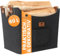 BLACK OAK Montana XL 60L Filzkorb & Holzkorb für Kaminholz - Leder Applikation + rutschfeste Griffe + Fronttasche extra groß - Filz Tasche Korb für Holz faltbar Transport & Aufbewahrung dunkelgrau