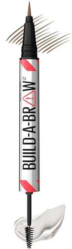 Maybelline Build-A-Brow 2-in-1 Brow Pen and Sealing Eyebrow Gel, Eyebrow Makeup for Real-Looking, Fuller Brows, Soft Brown, 1 Count