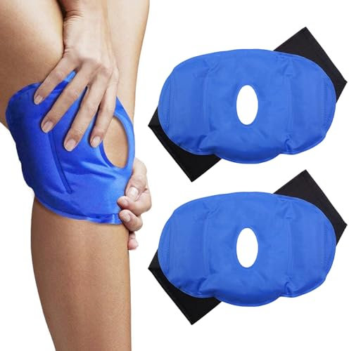 Cuscinetti refrigeranti per ginocchia, 2 pezzi di manicotti refrigeranti riutilizzabili, a freddo con chiusura in velcro, cuscinetto refrigerante per ginocchia, sollievo dal dolore, distorsioni