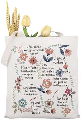 KUIYAI Midwife Canvas Tote Bag Gift For OB Nurse Obstetrician Gynecologist Gift Midwife Thank You Gift (I'm midwife toteUK)