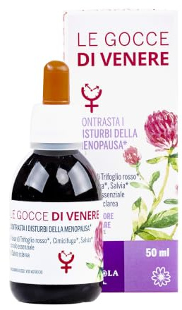 CAGNOLA | Integratore Menopausa Naturale Alto Dosaggio, per Vampate di Calore, Sudorazione, Umore e Gonfiore, Le Gocce di Venere 50 ml, Con Trifoglio Rosso, Vite Rossa, Salvia e Cimicifuga | Alto dosaggio per vampate di calore, sudorazione, umore e gonfiore; con trifoglio rosso, vite rossa, salvia e cimicifuga