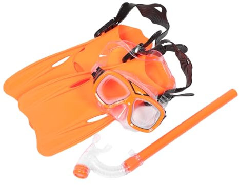 ARTSEWPLY Junge Mädchen Schnorchelset Mit Taucherbrille Schnorchel Und Flossen Tragbares Schnorchelausrüstungs-Set Für Junge Mädchen Ergonomisches Design Breiter Sichtbereich Für