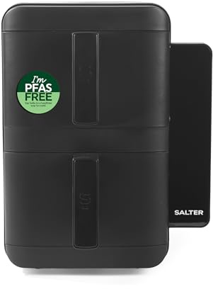 Salter VertiCook Ultra Stackable Air Fryer - Vertical 9 L Digital Air Fryer, 2 x 4.5L Baskets & Racks, 9 Functions, Sync & Match, PFAS-Free Grill Tray, Space Saving, 60-230°C, 60-Min Timer, 2400W