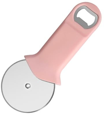 BEBEMOKO Rotella Tagliapizza in Acciaio Inox Resistente Multiuso Apribottiglie Ergonomico Per Cucina e Pizzeria Colore Rosa