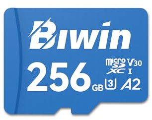 Biwin MS210 Micro SDXC SD Memory Card 256GB, Up to 210 MB/s, UHS-I V30 4K UHD A2 U3 SD Card for Digital Camera, Smartphones, Action Cams, Drones