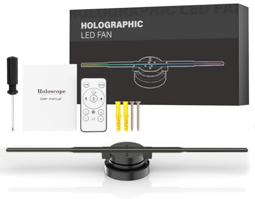 Hologramme 3D de 42 cm avec Wi-Fi, Projecteur Hologramme 3D avec 244 LED, 2200 cd/m² et 1500 vidéos 3D Gratuites, Projecteur Holographique 3D pour Expositions,Magasins,Centres Commerciaux,Festivals,év