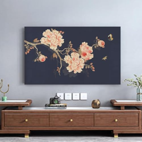 HSTANGKY Copertura Antipolvere Per TV Da Interno Con Stampa Morbida Protezione Universale Per Schermi LCD/LED Per Schermi Curvi/piatti, Da Tavolo E Da Parete-flower4||40-43inch