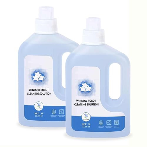 Solución limpiacristales de 1 l compatible con ECOVACS Winbot W1 Pro/W2 Pro Omni/Winbot Mini: líquido limpiador de cristales de alta eficiencia for robots de limpieza de ventanas.(2pcs)