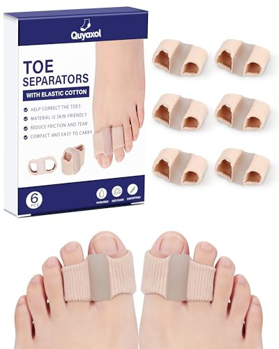 Bunion Toe Separators for Women, Gel Toe Spacers Bunion Corrector with 2 Loops for Overlapping Toes, Breathable Toes Corrector Protector, Relieve Foot Pain, Day Night Wear, Soft Silicone, 6 PCS