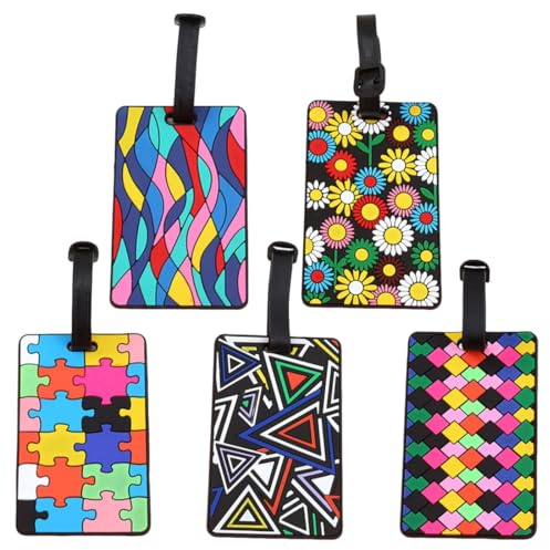 NOPVUFA Kofferanhänger, 5 Stück Gepäckanhänger, Bunte Koffer Tags aus Silikon, Luggage Tag, Adressschild Namensschilder, wasserdichte Tags Identifizierung von Gepäck und Koffer auf Reisen