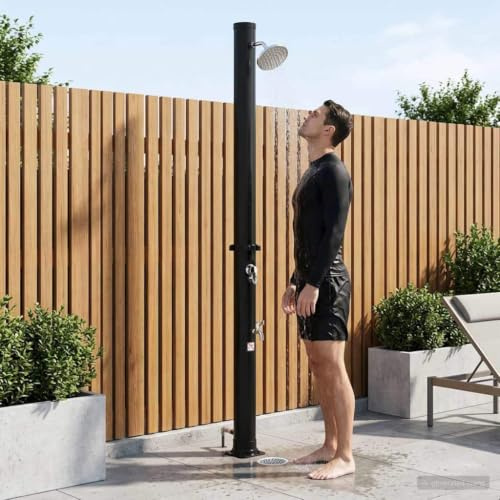 LoogCape Ducha solar con alcachofa de ducha, grifo de 20 l, color negro, para jardín, terraza, piscina, jacuzzi, spa, piscina de suelo, calentamiento de agua