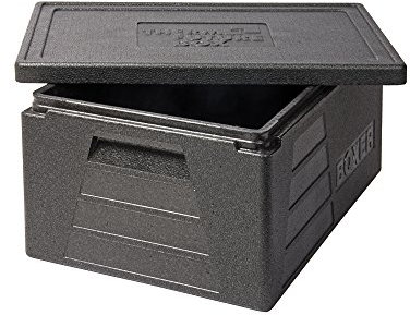 Thermo Future Box Quadratische GN 1/1 Premium Thermobox Contenitore Coperchio, Scatola Termica in EPP (Polipropilene espanso), Nero, 42 Liter Boxer Transportbox