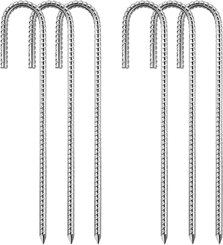 Richaa Tältpinnar slitstark metall trädgård studsmatta pinnar galvaniserat stål tältspikar rostbeständig markpinne J ankarkrokar för utomhus camping, vandring resor (6-pack - 30 cm)