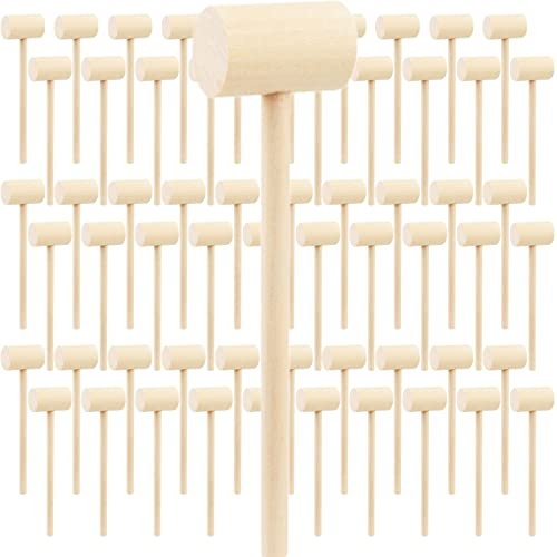 DEAYOU 60 PCS Mini Wooden Hammers Mallets, Crab Mallet Wood Hammer for Chocolate, Breakable Hearts, Small Multi-Purpose Hardwood Cracking Tool Beating Gavel for Lobster, Seafood, Shellfish, Crafts