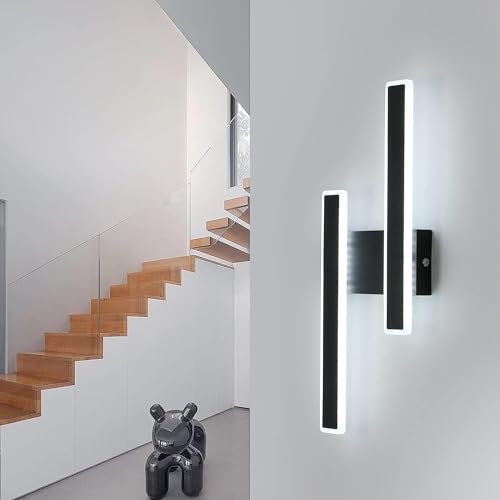 Comely Applique Murale Intérieure LED, 32W 3600LM Lampe Murale Moderne 6500K Lumière Blanche Froide, Acrylique Luminaire Mural Interieur pour Chambre, Salon, Couloir, Escalier, Noir