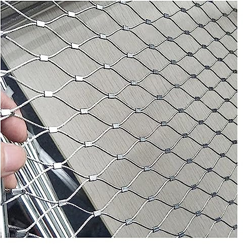 DTVEW Rollo de Malla de Alambre Galvanizado, Malla de Cuerda de Acero Inoxidable Flexible, Diámetro del Cable de 2,5mm, Valla de Barrera para Aves de Corral(3.3x3.3ft/1x1m)