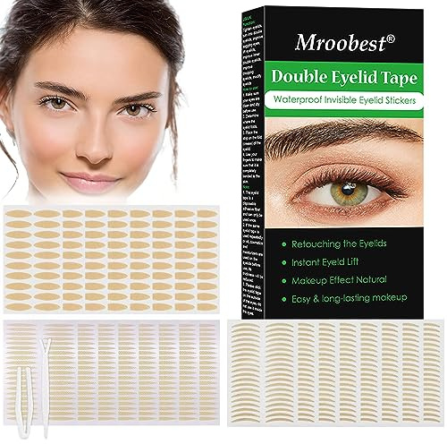 960 Stück Schlupflider Stripes, Schlupflider Tapes, Augenlid Stripes, Augenlidklebeband, Double-Sided Eyelid Tapes, Unsichtbares Doppelte Augenlid Stripes, mit Gabelstangen Pinzette