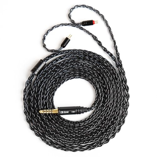 2 Meter Long 2Pin IEM Cable, in Ear Monitor Replacement Earphone Cable, KBEAR ST12 Plus 8 Core 4N OFC Silver-plated HiFi Headphone Extension Wire with 4.4mm Plug for KZ ZST/AS10/ZS10/CCA C10/C12,Black