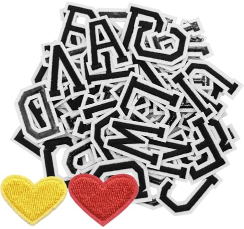 72 Stück Patches zum Aufbügeln mit Buchstaben A-Z und Zahlen 0-9 bestickt für Kleidung Kleider Hüte Jeans DIY Zubehör (Schwarz)