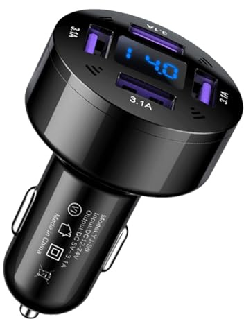 Caricatore da auto USB a 4 porte, blocco adattatore di ricarica rapida, hub di alimentazione plug-in 12-24 V, caricabatterie multi-dispositivo da 2,3 pollici per smartphone, fotocamere e controller di