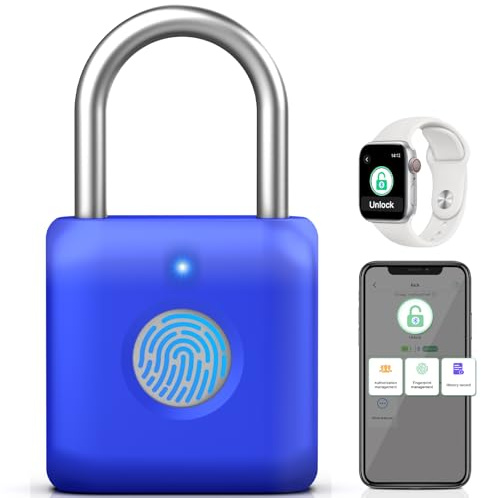 Anweller Candado de huellas dactilares, cerradura inteligente con Bluetooth, cerradura con huella dactilar, pequeño para gimnasio, oficina, casa, jardín (amarillo limón)