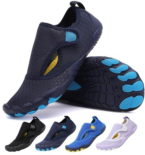 SAIBOO Chaussures Aquatiques Enfant Plage et Piscine 31 Chaussures d'eau Garçons Filles Antidérapant Séchage Rapide Pieds Nus pour Sports Nautiques Bleu foncé