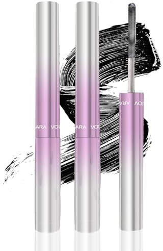2PCS Black Tubing Mascara Set – Waterproof, Smudge-Proof, Long-Lasting Curling & Lengthening Mascara for Bold Lashes – Non-Clumping, Quick-Drying Formula for Defined Lashes (Black 2-Pack)