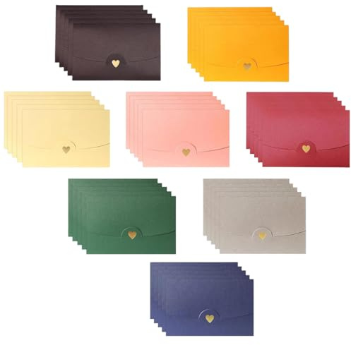 Juego de 40 mini sobres de colores con forma de corazón, sobres de papel perlado, 10,5 * 7 cm, para invitaciones, tarjetas de regalo, tarjetas de regalo DIY, Navidad, Día de San Valentín (8 colores)