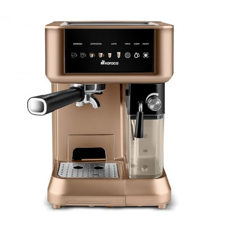 KARACA MyCaffe Barista S10 Espresso, Latte & Cappuccino Coffee Machine with Integrated Milk Tank, 1,8L, 1350W, Touch Control Panel, 15 Bar Pump Pressure, Hot Milk Function, Walnut Brown