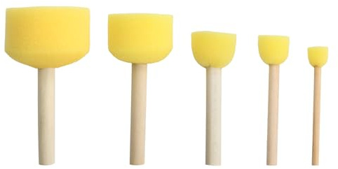 5 Pezzi Set di Pennello Spugna, Set Pittura Bambini, Spugne per Dipingere con Manico per Graffiti, Pittura, Fai da Te