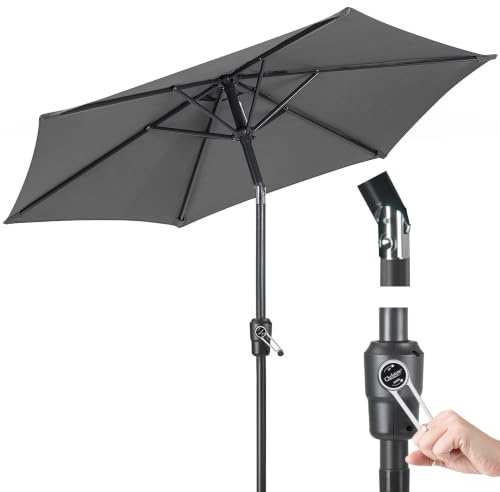 CHRISTOW Tilting Garden Parasol Umbrella UV Protective Polyester Canopy With Crank Handle