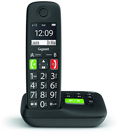 Gigaset E290A int. big button cordless phone with answering machine - black