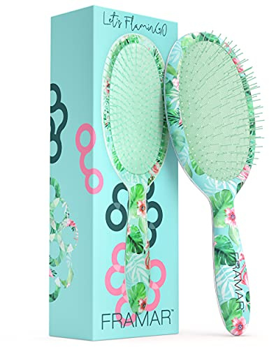 FRAMAR Green Hair Brush Detangler, Detangling Hairbrush For Women, Wet Hair Brush For Girls, Hair Detangler Brush, Wet Hairbrush, Hairbrushes, Girls Hairbrush Detangler, Reduces Frizz - Floral