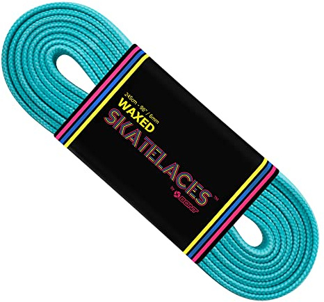 Bont Skates Waxed Laces - 6mm & 8mm - 47 71 79 96 108 - Pool Party Blue (8mm Wide / 71 inch / 180cm)