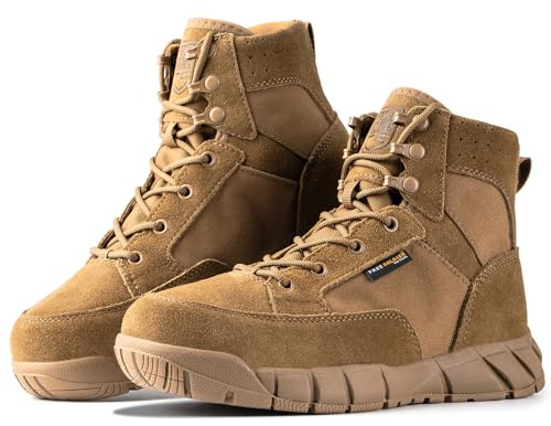 FREE SOLDIER Tattico da Uomo Stivali da 6 Leggeri Stivali Traspiranti Leggeri Estivi con Tessuto Sottile e Resistente (Marrone 41 EU)