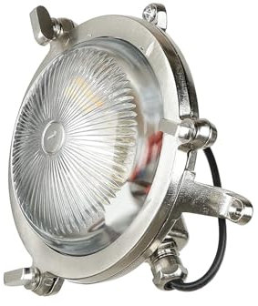 Licht-Erlebnisse Wandleuchte für Außen rund aus Messing in Nickel-matt wertig maritim IP44 Bullauge Premium D:14cm Schiffslampe Schiffsleuchte Wandlampe Außenleuchte